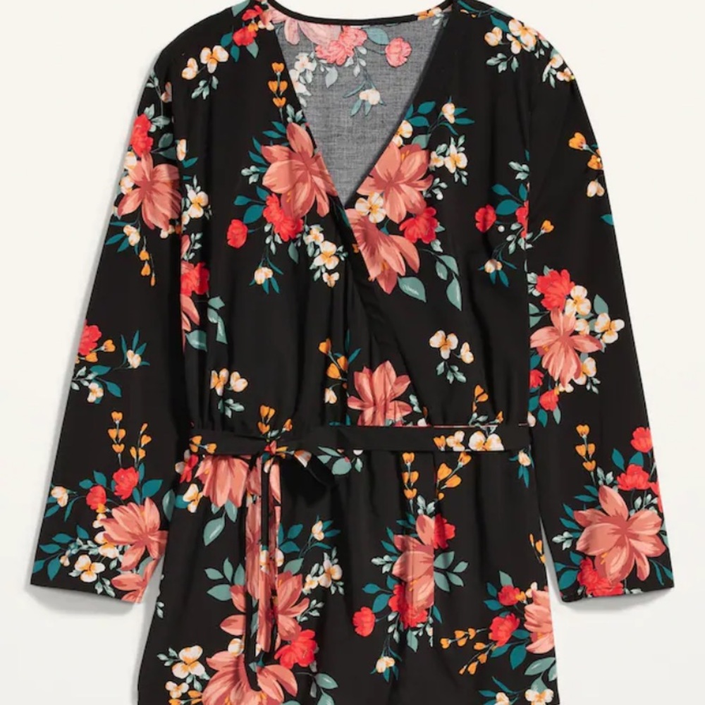Old Navy 2X plus faux wrap blouse, floral print